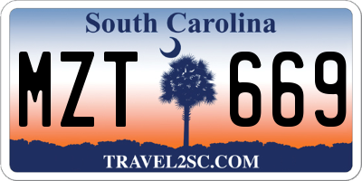 SC license plate MZT669
