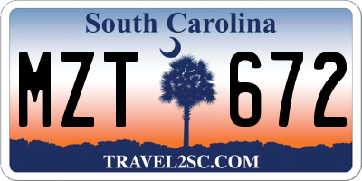 SC license plate MZT672