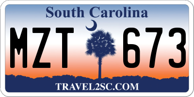SC license plate MZT673