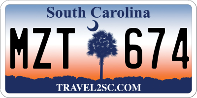 SC license plate MZT674