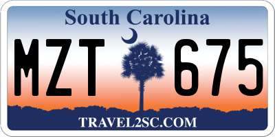SC license plate MZT675