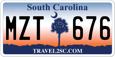 SC license plate MZT676