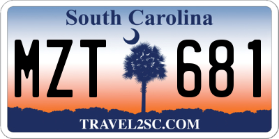 SC license plate MZT681