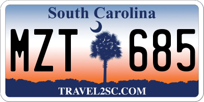 SC license plate MZT685