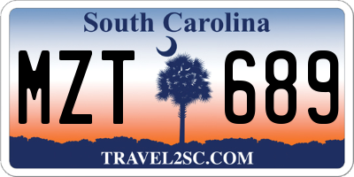 SC license plate MZT689