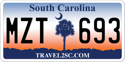 SC license plate MZT693