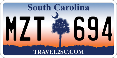 SC license plate MZT694