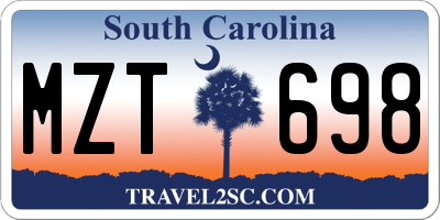SC license plate MZT698