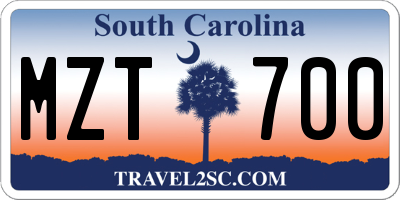 SC license plate MZT700