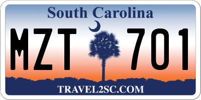 SC license plate MZT701