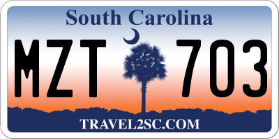 SC license plate MZT703