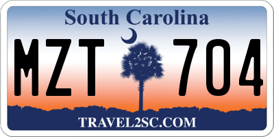 SC license plate MZT704