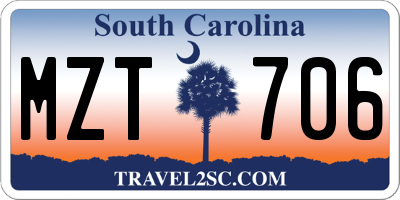 SC license plate MZT706