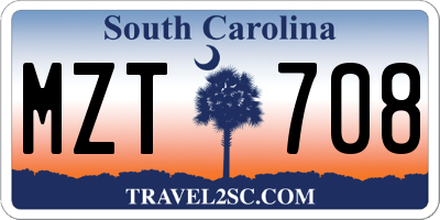 SC license plate MZT708