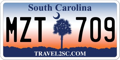 SC license plate MZT709