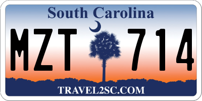 SC license plate MZT714