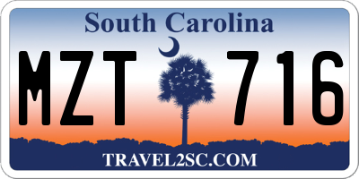 SC license plate MZT716