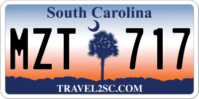 SC license plate MZT717