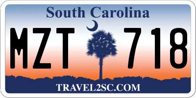 SC license plate MZT718