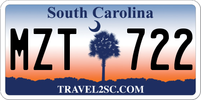 SC license plate MZT722