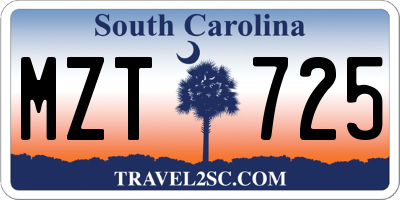 SC license plate MZT725
