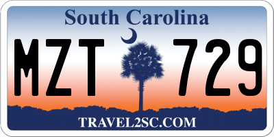 SC license plate MZT729