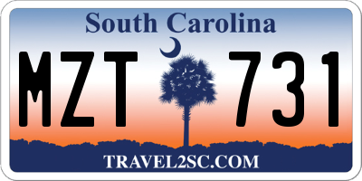 SC license plate MZT731