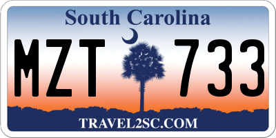 SC license plate MZT733