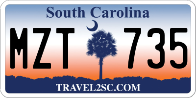 SC license plate MZT735