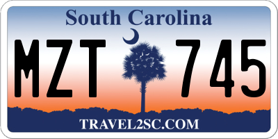 SC license plate MZT745