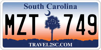 SC license plate MZT749