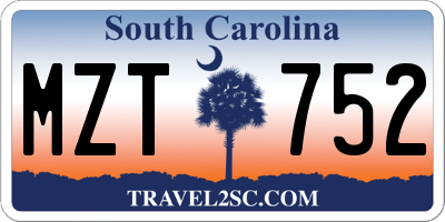 SC license plate MZT752