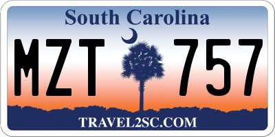 SC license plate MZT757