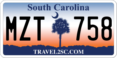 SC license plate MZT758