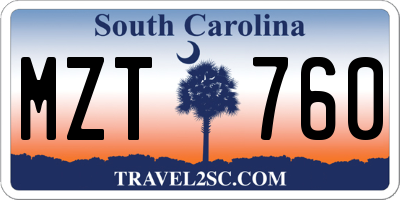 SC license plate MZT760