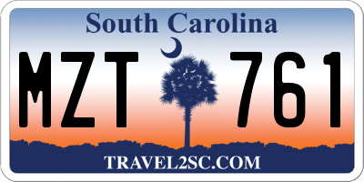 SC license plate MZT761