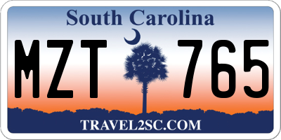 SC license plate MZT765