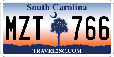 SC license plate MZT766