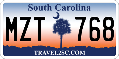 SC license plate MZT768