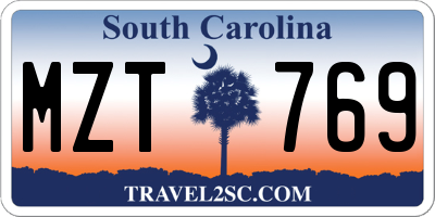 SC license plate MZT769