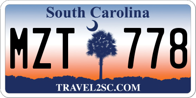 SC license plate MZT778
