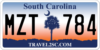 SC license plate MZT784