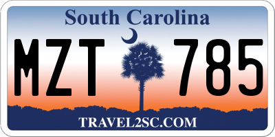 SC license plate MZT785