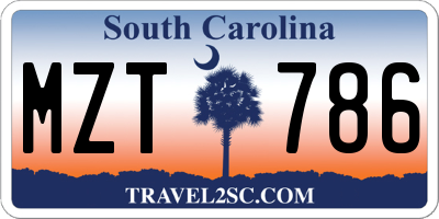 SC license plate MZT786