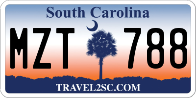 SC license plate MZT788