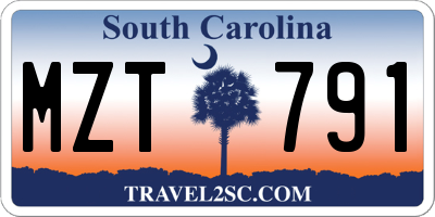 SC license plate MZT791