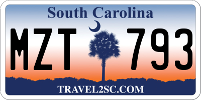 SC license plate MZT793