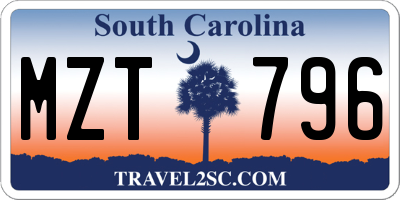 SC license plate MZT796