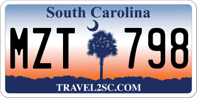 SC license plate MZT798