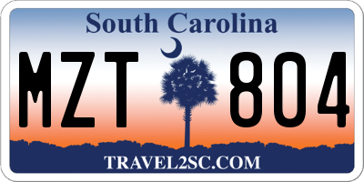SC license plate MZT804